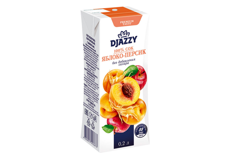 «Djazzy», сок «Яблоко – персик», 0.2л, 210 г