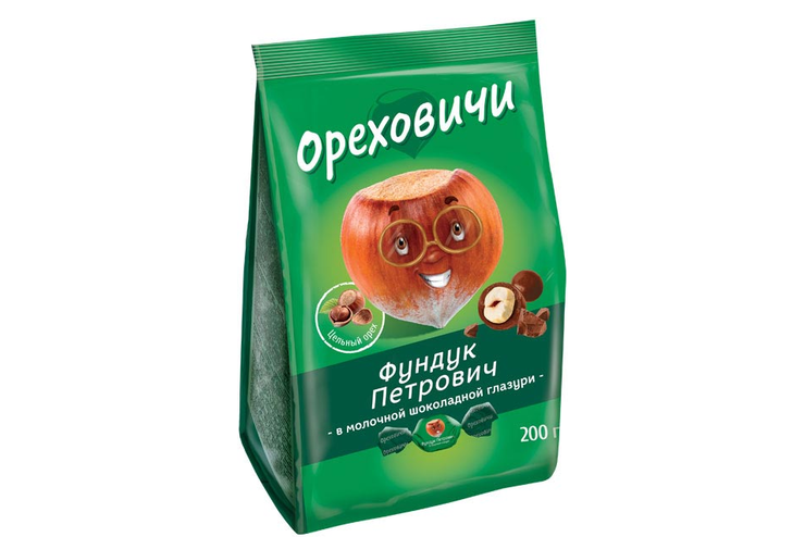 «Ореховичи», конфеты «Фундук Петрович» в молочной шоколадной глазури, 200 г «Ореховичи», конфеты «Фундук Петрович» в молочной шоколадной глазури, 200 г