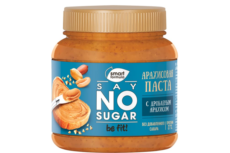 «Smart Formula», арахисовая паста Say No Sugar без сахара с дробленым арахисом 27% протеина, 270 г