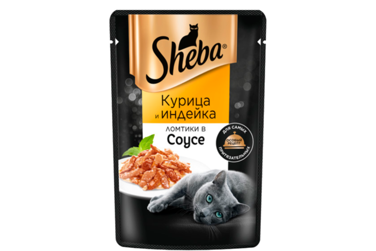 Влажный корм для кошек «Sheba» Ломтики в соусе с курицей и индейкой, 85 г