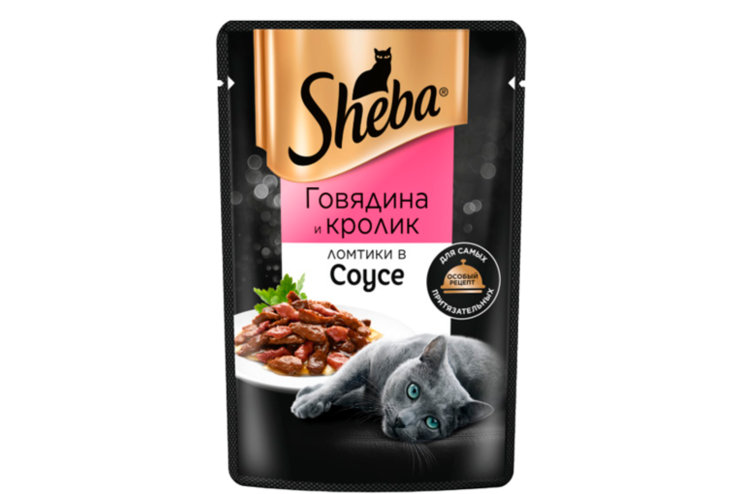 Влажный корм для кошек «Sheba» ломтики в соусе с говядиной и кроликом, 75 г
