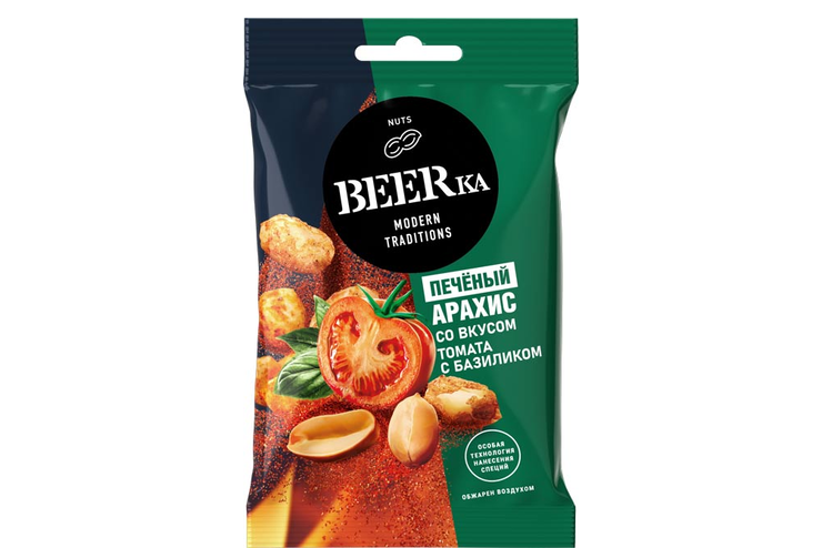 «Beerka», арахис печёный со вкусом томата с базиликом, 90 г