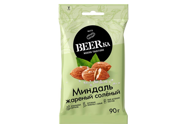 «Beerka», миндаль жареные соленые, 90 г