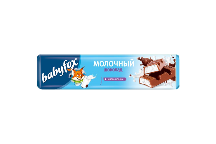 «BabyFox», шоколадный батончик с молочной начинкой, 45 г