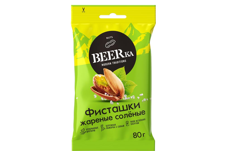 «Beerka», фисташки жареные, солёные, 80 г