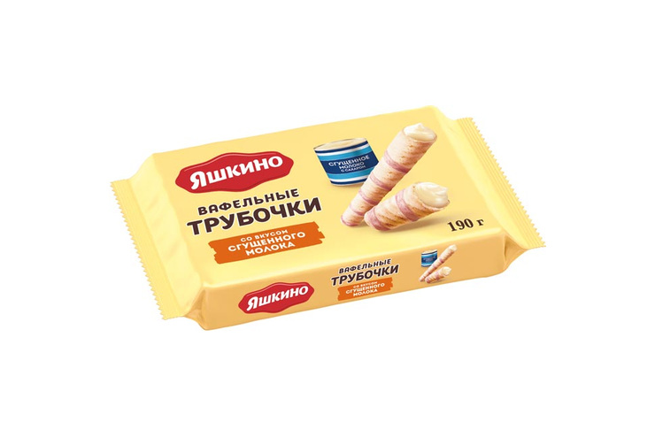 «Яшкино», трубочки вафельные со вкусом сгущённого молока, 190 г