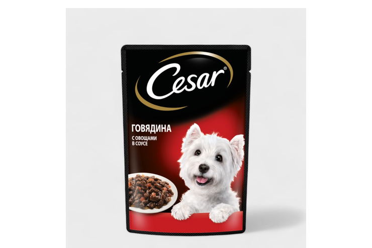 Влажный корм «Cesar» для взрослых собак, с говядиной и овощами в соусе, 85 г