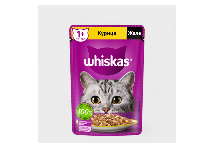 Влажный корм для кошек «Whiskas» желе с курицей, 75 г