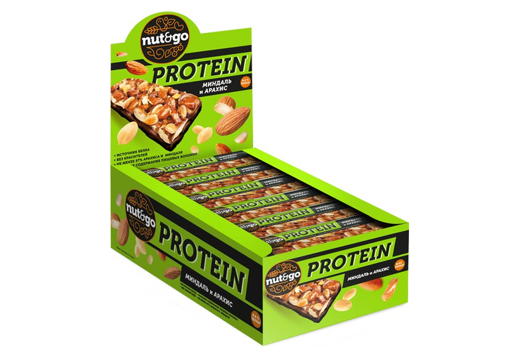 «Nut&Go», батончик Protein миндаль и арахис, 36 г