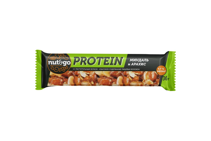 «Nut&Go», батончик Protein миндаль и арахис, 36 г