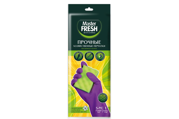Перчатки хозяйственные Master Fresh Прочные, размер S/M, 1 пара, 53 г