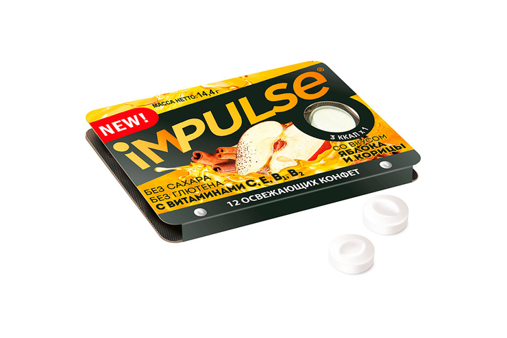 «Impulse», пастилки со вкусом яблока и корицы, 14,4 г «Impulse», пастилки со вкусом яблока и корицы, 14,4 г