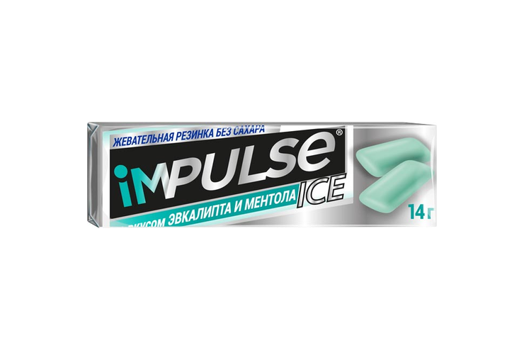 «Impulse ICE», жевательная резинка со вкусом эвкалипта и ментола, 14 г «Impulse ICE», жевательная резинка со вкусом эвкалипта и ментола, 14 г