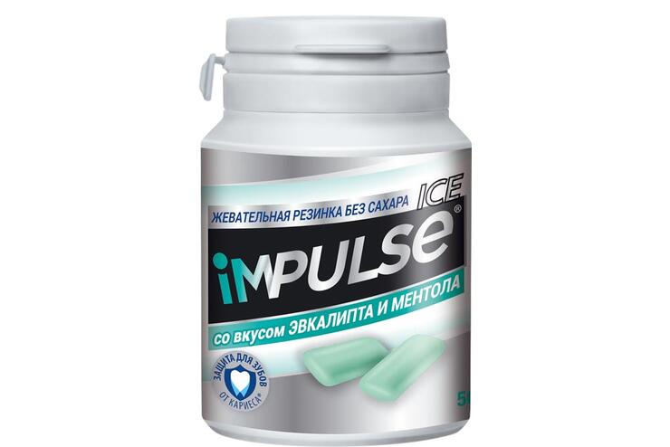 «Impulse ICE», жевательная резинка со вкусом эвкалипта и ментола, 56 г