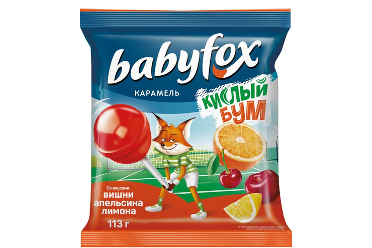 «BabyFox», карамель на палочке «Кислый бум», 113 г