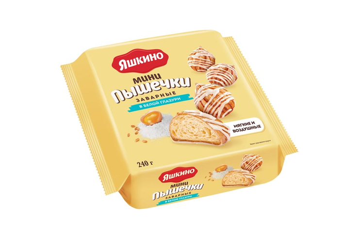 «Яшкино», мини-пышечки заварные в белой глазури, 240 г «Яшкино», мини-пышечки заварные в белой глазури, 240 г