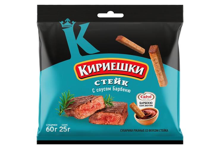 «Кириешки», сухарики со вкусом стейка и соусом барбекю «Calve», 85 г