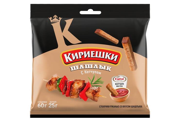 «Кириешки», сухарики со вкусом шашлыка и кетчупом  «Calve», 85 г