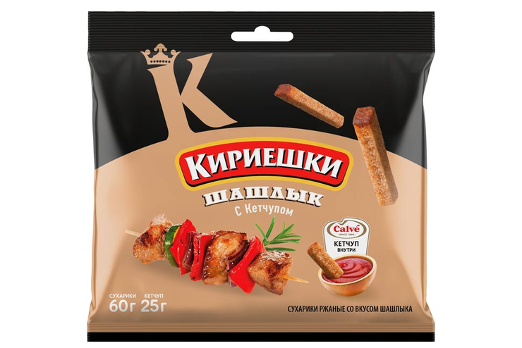 «Кириешки», сухарики со вкусом шашлыка и кетчупом  «Calve», 85 г