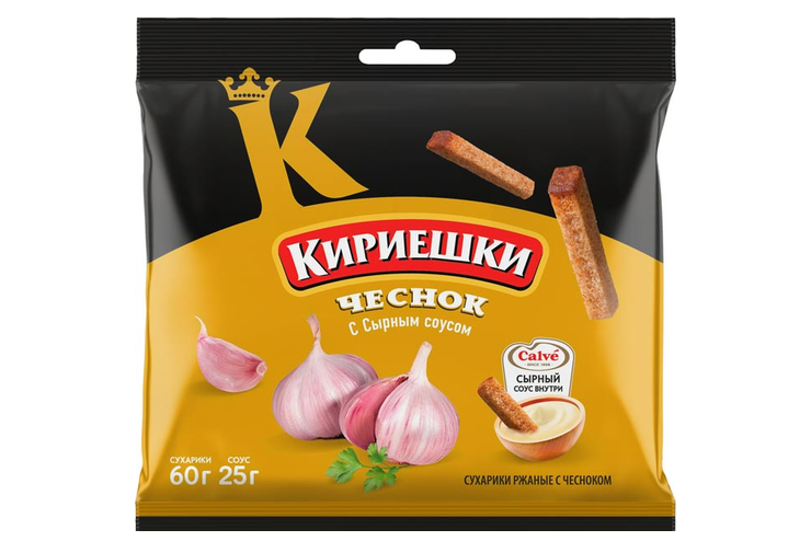 «Кириешки», сухарики со вкусом чеснока и сырным соусом «Кириешки», сухарики со вкусом чеснока и сырным соусом