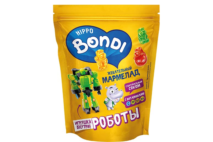 «HIPPO BONDI & FRIENDS», мармелад жевательный с игрушкой «Роботы», 100 г «HIPPO BONDI & FRIENDS», мармелад жевательный с игрушкой «Роботы», 100 г
