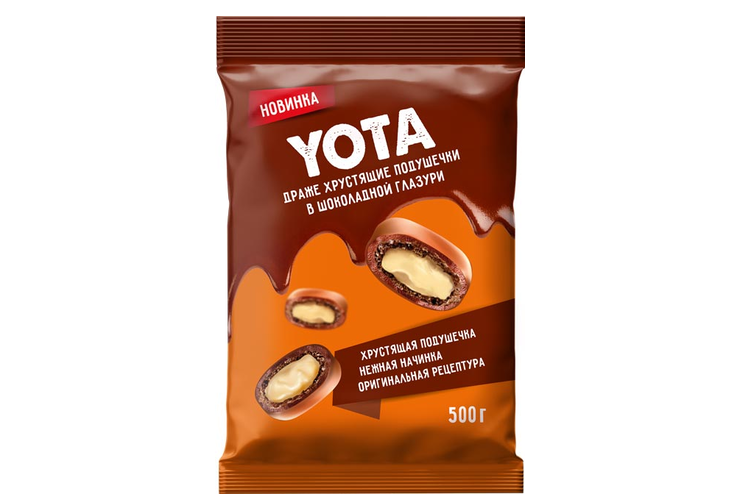 «Yota», драже хрустящие подушечки с молочной начинкой в шоколадной глазури, 500 г