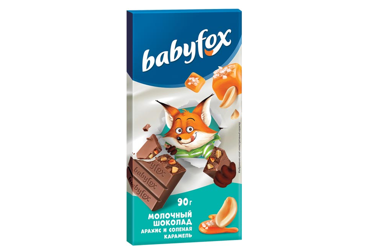 «BabyFox», молочный шоколад с арахисом и солёной карамелью, 90 г «BabyFox», молочный шоколад с арахисом и солёной карамелью, 90 г