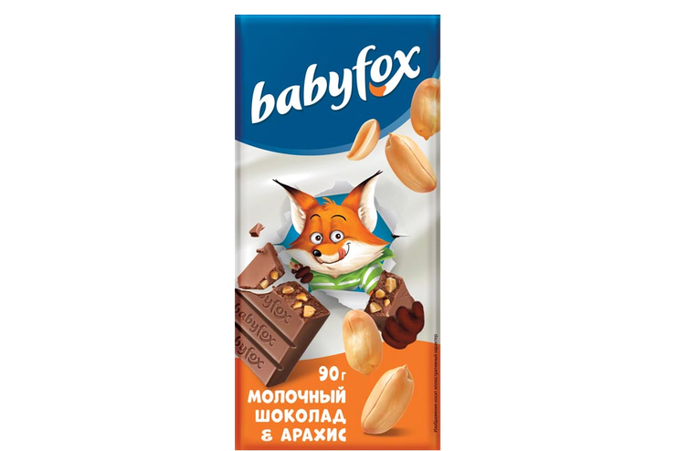 «BabyFox», молочный шоколад с арахисом, 90 г «BabyFox», молочный шоколад с арахисом, 90 г
