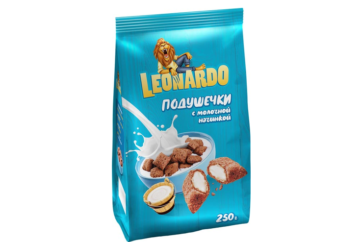 «Leonardo», готовый завтрак «Подушечки с молочной начинкой», 250 г