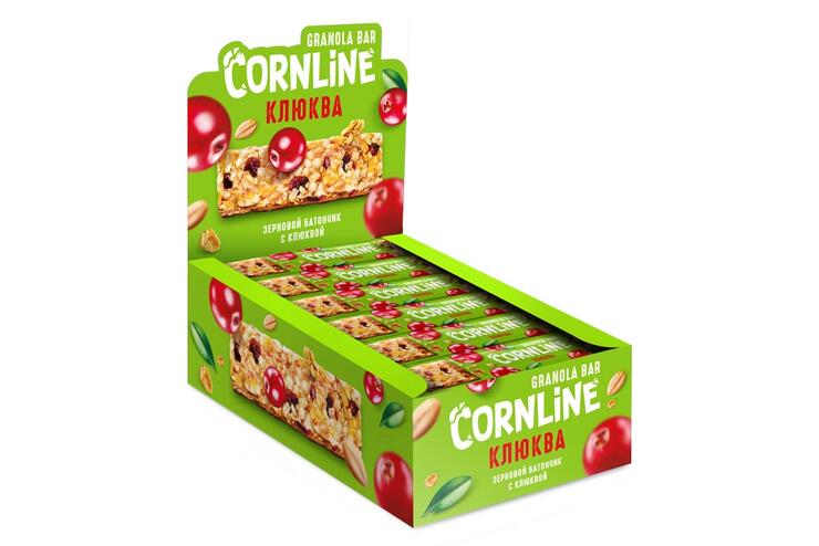 «Cornline», зерновой батончик с клюквой, 30 г