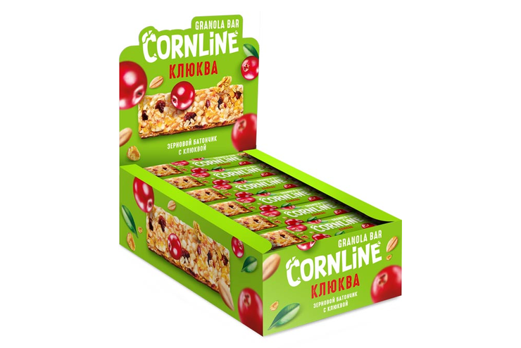 «Cornline», зерновой батончик с клюквой, 30 г