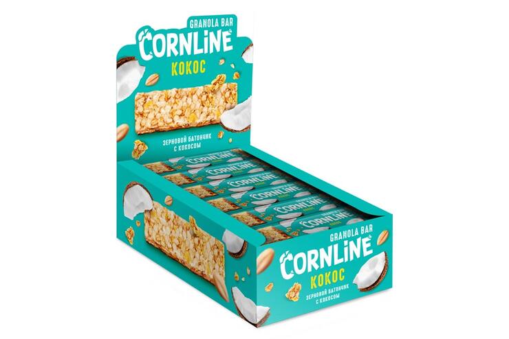 «Cornline», зерновой батончик с кокосом, 30 г