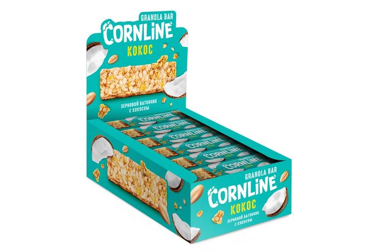 «Cornline», зерновой батончик с кокосом, 30 г