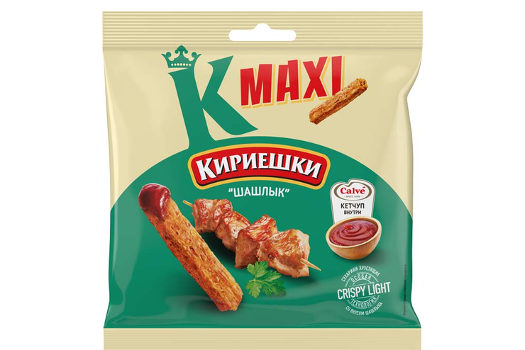 «Кириешки Maxi», сухарики со вкусом «Шашлык» и с кетчупом «Calve», 75 г «Кириешки Maxi», сухарики со вкусом «Шашлык» и с кетчупом «Calve», 75 г