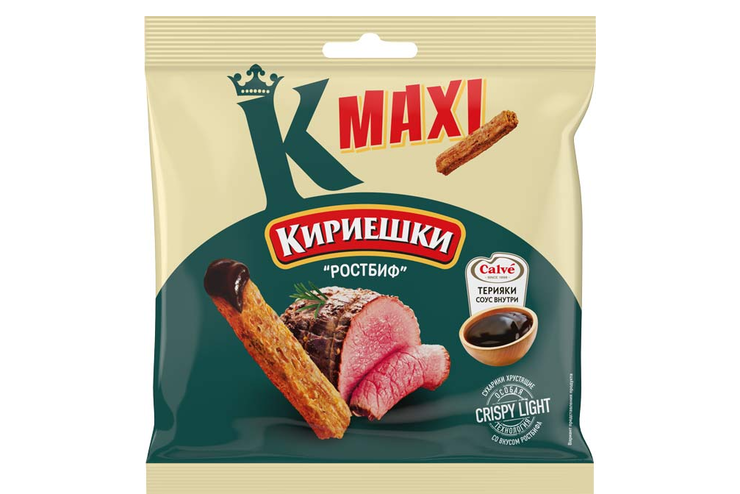 «Кириешки Maxi», сухарики со вкусом «Ростбиф» и с соусом терияки «Calve», 75 г