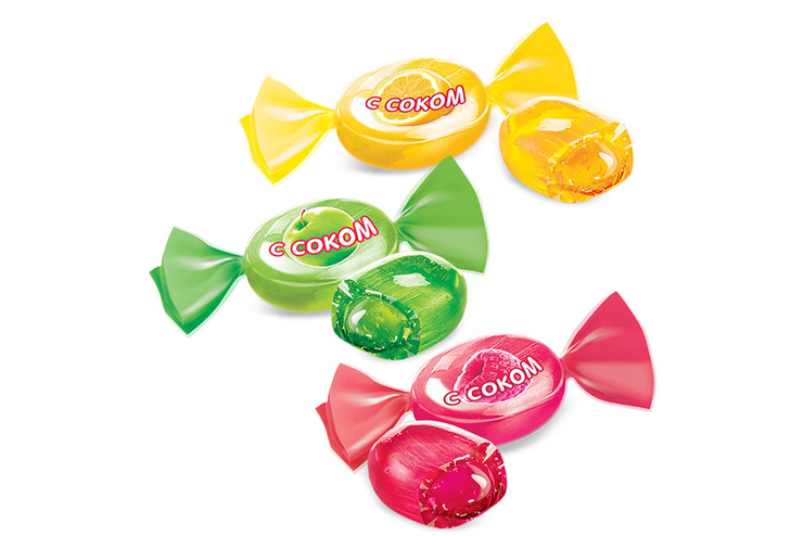 Карамель с соком малины, яблока и лимона (упаковка 1 кг)