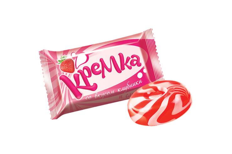 Карамель «Кремка» со вкусом клубники и сливок (упаковка 1 кг)