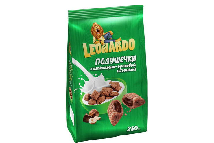 «Leonardo», готовый завтрак «Подушечки с молочной начинкой», 250 г «Leonardo», готовый завтрак «Подушечки с молочной начинкой», 250 г