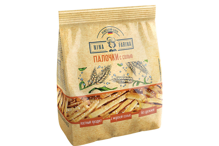 «Nina Farina», крекер «Палочки с солью», 145 г «Nina Farina», крекер «Палочки с солью», 145 г