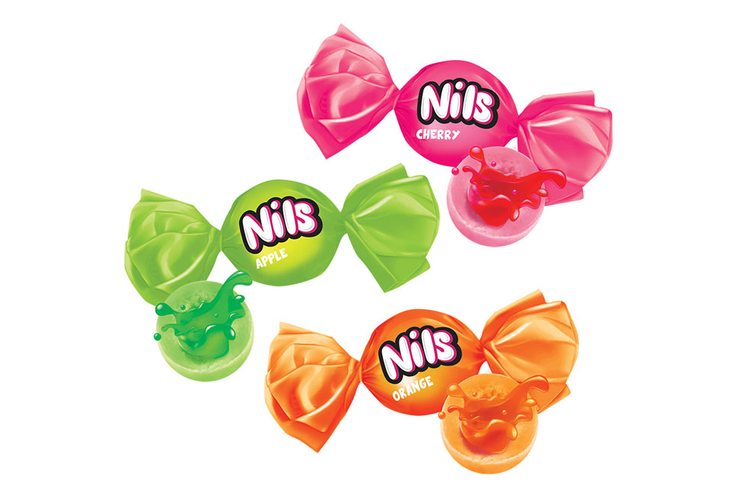 Карамель с начинкой фруктового вкуса жевательное ассорти «Нильс» (упаковка 1 кг)