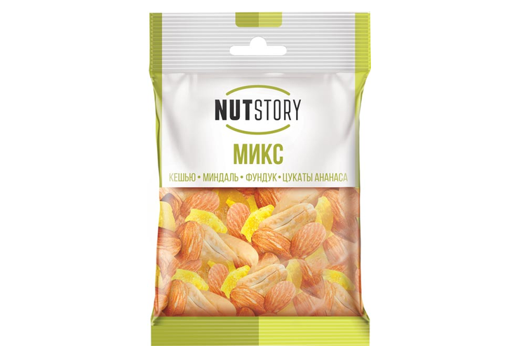 «NutStory», кешью, миндаль, фундук и цукаты ананаса, 43 г