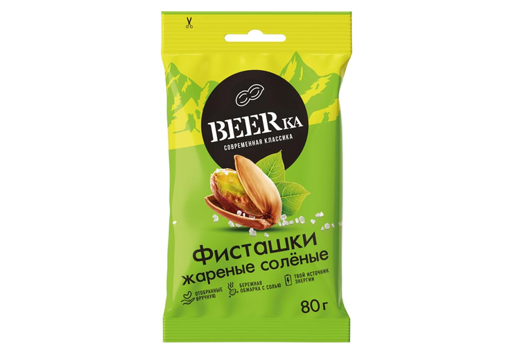 «Beerka», фисташки жареные, солёные, 80 г