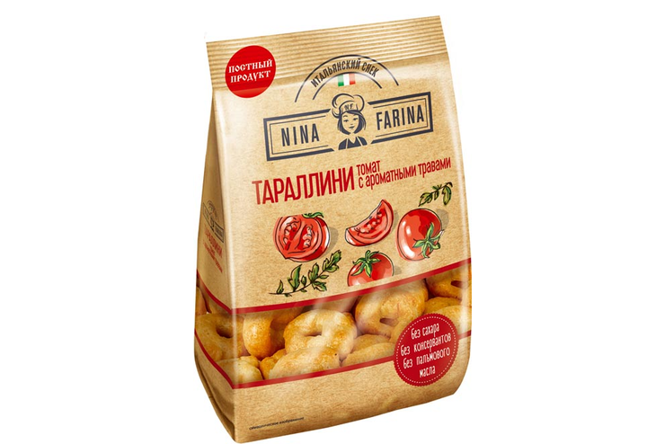 «Nina Farina», тараллини с томатом и ароматными травами, 180 г «Nina Farina», тараллини с томатом и ароматными травами, 180 г