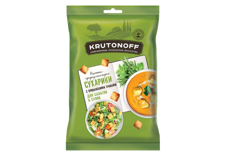 «Крутоноф», сухарики с прованскими травами для салатов и супов, 100 г «Крутоноф», сухарики с прованскими травами для салатов и супов, 100 г