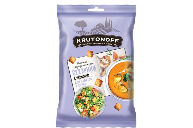 «Крутоноф», сухарики с чесноком для салатов и супов, 100 г