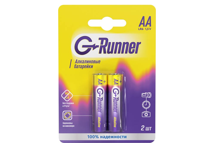 Батарейки алкалиновые «G-runner» AA/LR6, 1,5 V, в блистере 2 батарейки