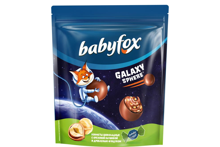«BabyFox», конфеты шоколадные Galaxy sphere с фундуком, 130 г