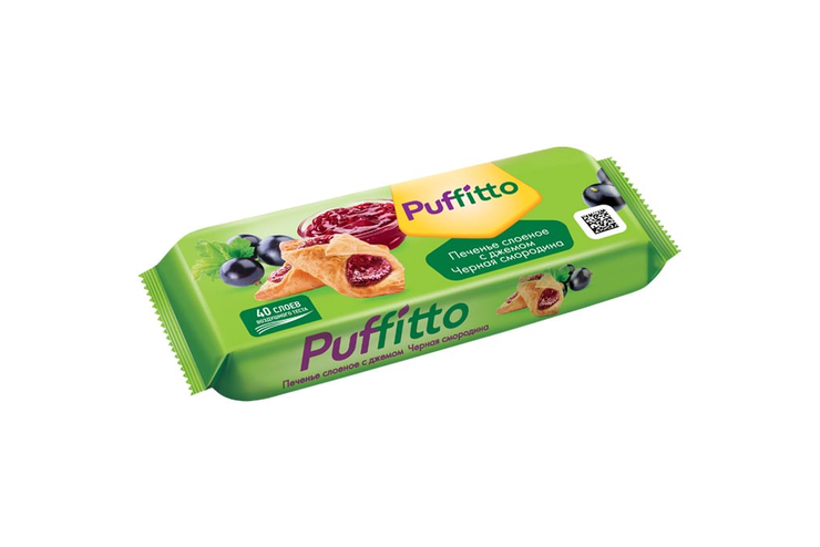 «Puffitto original», печенье с начинкой со вкусом смородины, 125 г