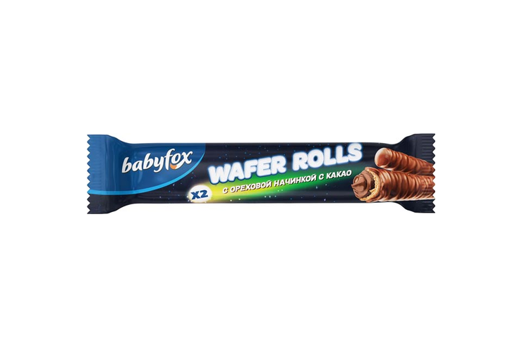 «BabyFox», wafer Rolls с ореховой начинкой с какао, 16 г
