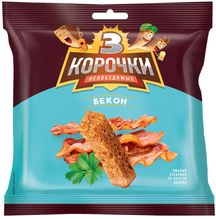 Сухарики со вкусом бекона «3 Корочки», 40 г - купить по цене ...